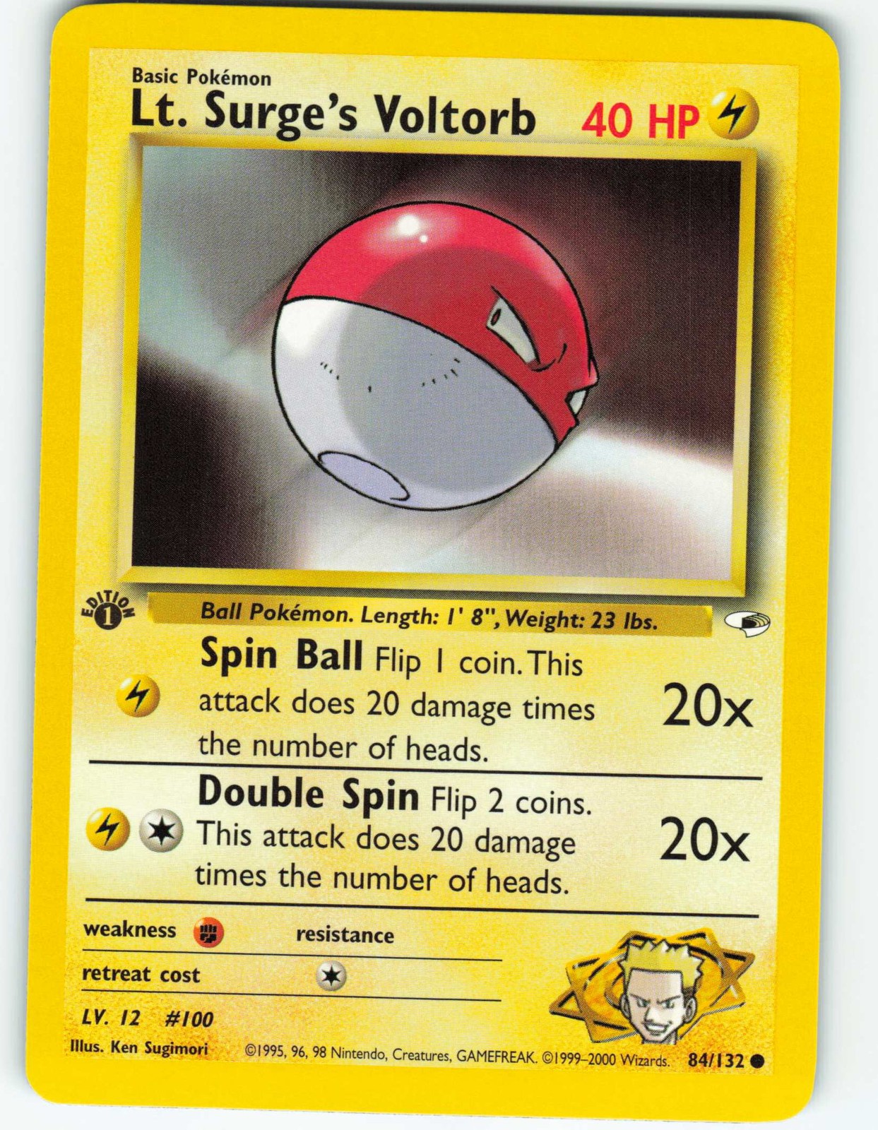 Lt. Surge's Voltorb - 1st Edition - 84/132 Gym Heroes- WOTC - Pokémon TCG - 2000