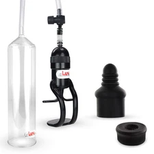 LeLuv Penis Pump EasyOp Zgrip Clear Hose with Black Silicone and Septum Sleeves
