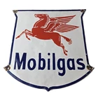 Vintage Mobil gas Sign - Gasoline Advertisement Motor Oil Pump Porcelain Sign