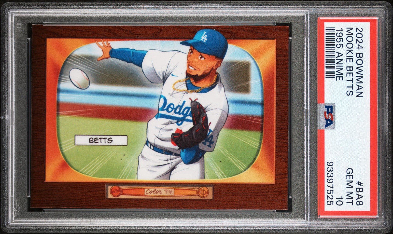 Mookie Betts #BA-8 Baseball Cards 2024 Bowman Anime trading card — raw and PSA graded price guide