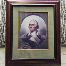 Framed George Washington Portrait – Patriotic Americana Wall Art – 14"x17" Frame