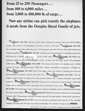 DOUGLAS AIRCRAFT 1965 ROYAL FAMILY JETS DC-8 DC-9 11 AIRCRAFT 25 TO 250 PAX AD