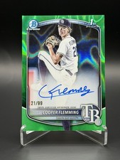 COOPER FLEMMING 2025 BOWMAN CHROME DRAFT 1ST GREEN LAVA  AUTO /99 Tampa Bay Rays
