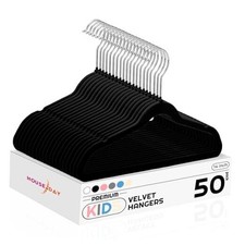 14 Inch Kids Velvet Hangers 50 Pack, Durable Big Kid 14 inch 50 Pack Black