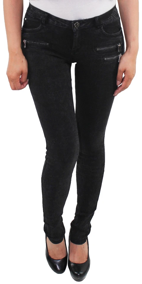 Damen Skinny Slim Fit Jeggings Treggings Leggings Hüfthose Stretch verwaschen - Bild 2 von 4