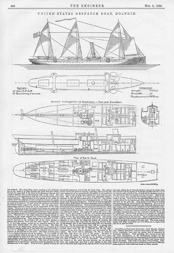 The United States Despatch Boat 'Dolphin' Antique Engineering Print 1883