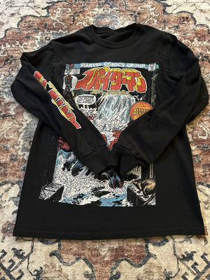 Marvel Spiderman Black Long Sleeve T Shirt (Measurements Included) Small