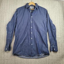 Charles Tyrwhitt Shirt Mens Large 17 35 Blue Extra Slim Fit Button Down Dress