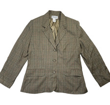 Lands' End Women's 8 Plaid Blazer Jacket Notch Lapel Career Workwear