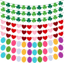 Valentines Day Decorations, 9 Pcs Felt Heart Garland St. Patrick'S Day Shamrock