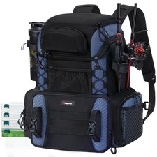 Piscifun Fishing Tackle Backpack with Rod Holders  4 Large, Black