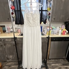 Morilee by Madeline Gardner Ivory V-Neck Sleeveless A-Line Beaded Dress 10