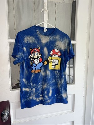 VTG 2002 Nintendo Super Mario T Shirt Mens SMALL Blue Acid Wash Squirrel Mario