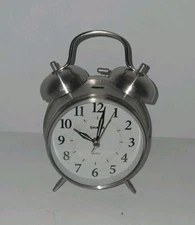 Metal Alarm Clock - Backlight Glow Twin Bells Sharp SPC800 Works!
