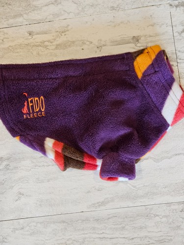Fido Fleece purple with stripe trim dog coat step in style size 10