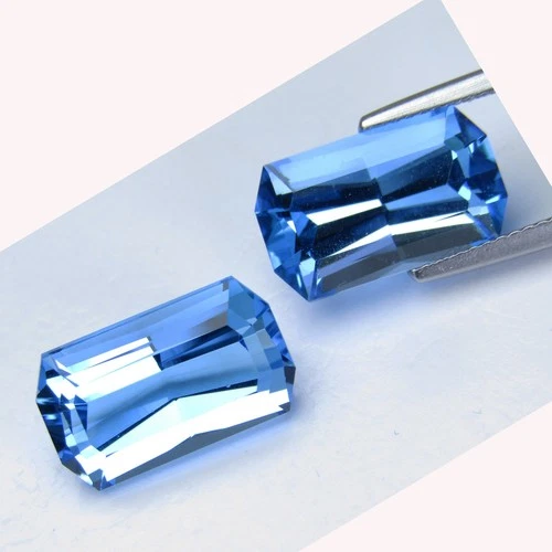 16.43Cts Glorious Natural Swiss Blue Topaz Fancy Cut Matching Pair Gemstones