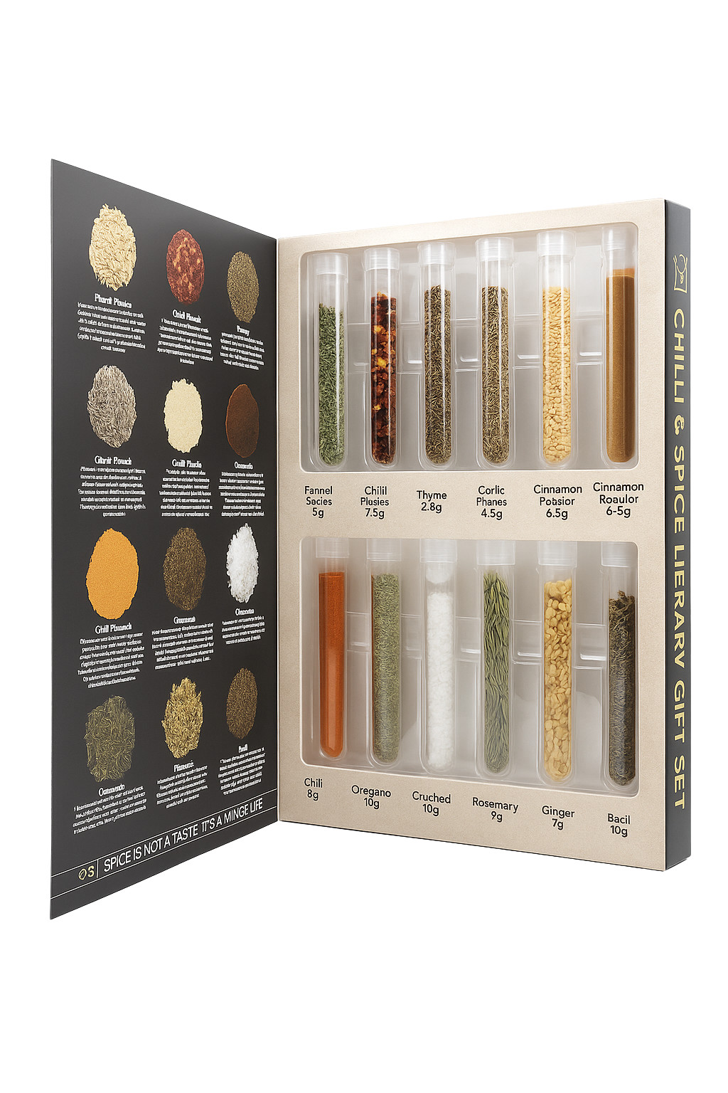 Chilli & Spice Library Gift Set - 12 Premium Gourmet Herbs & Spices Tubes Box