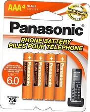 Genuine HHR-4DPA/4B AAA NiMH Rechargeable for DECT Cordless 4 Pack Batteries