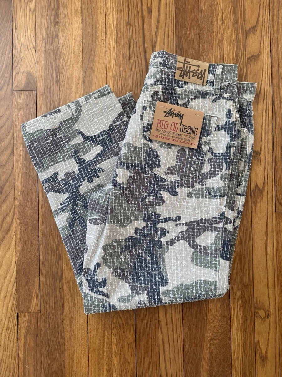 パンツ STUSSY BIG OL JEAN CAMO CANVAS 28size Stussy Big Ol' Woodland CAMO Canvas Needlepunch Jeans Brand New 34
