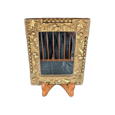 VTG Rectangular Wall Mirror, Plaster Frame with Ornate Leaf Pattern (Read)
