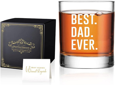 Best Dad Ever Whiskey Glass Gift Box, Funny Sarcastic Dad Whiskey Glass for Him
