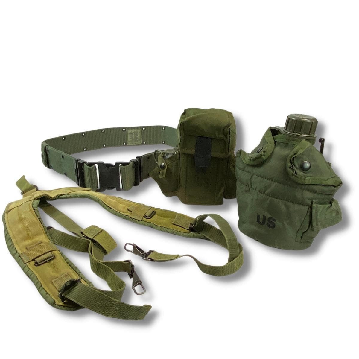 GI Issue Pistol Belt, Canteen, Suspenders Set | eBay