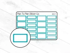 1431-7~~Turquoise Colorful Mixed Boxes Planner Stickers.