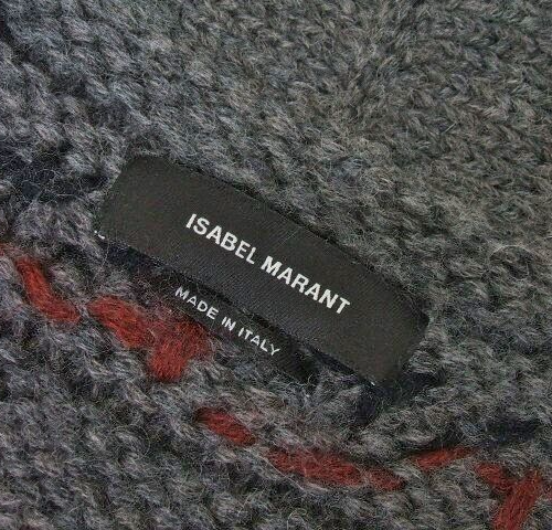 ISABEL MARANT Argyle cardigan size 34 knit charcoal gray red Ladies tops Used - Picture 3 of 6