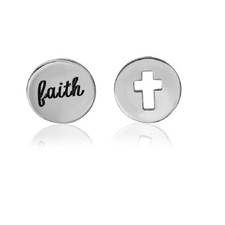 Sterling Silver Faith  Open Cross Stud Earrings