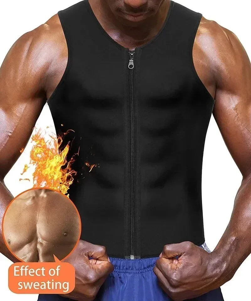 Men's Slim Vest Body Shaper Sauna Sweat Sports Workout Fitness Tank Top  Shirt UK