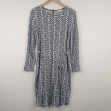 White Stuff Dress Womens UK 12 Grey Marl Leaf Print Boho Casual Daywear
