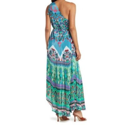 Shahida Parides Convertible Blue Multi Printed Silk Maxi Dress Eclectic One  Size | eBay