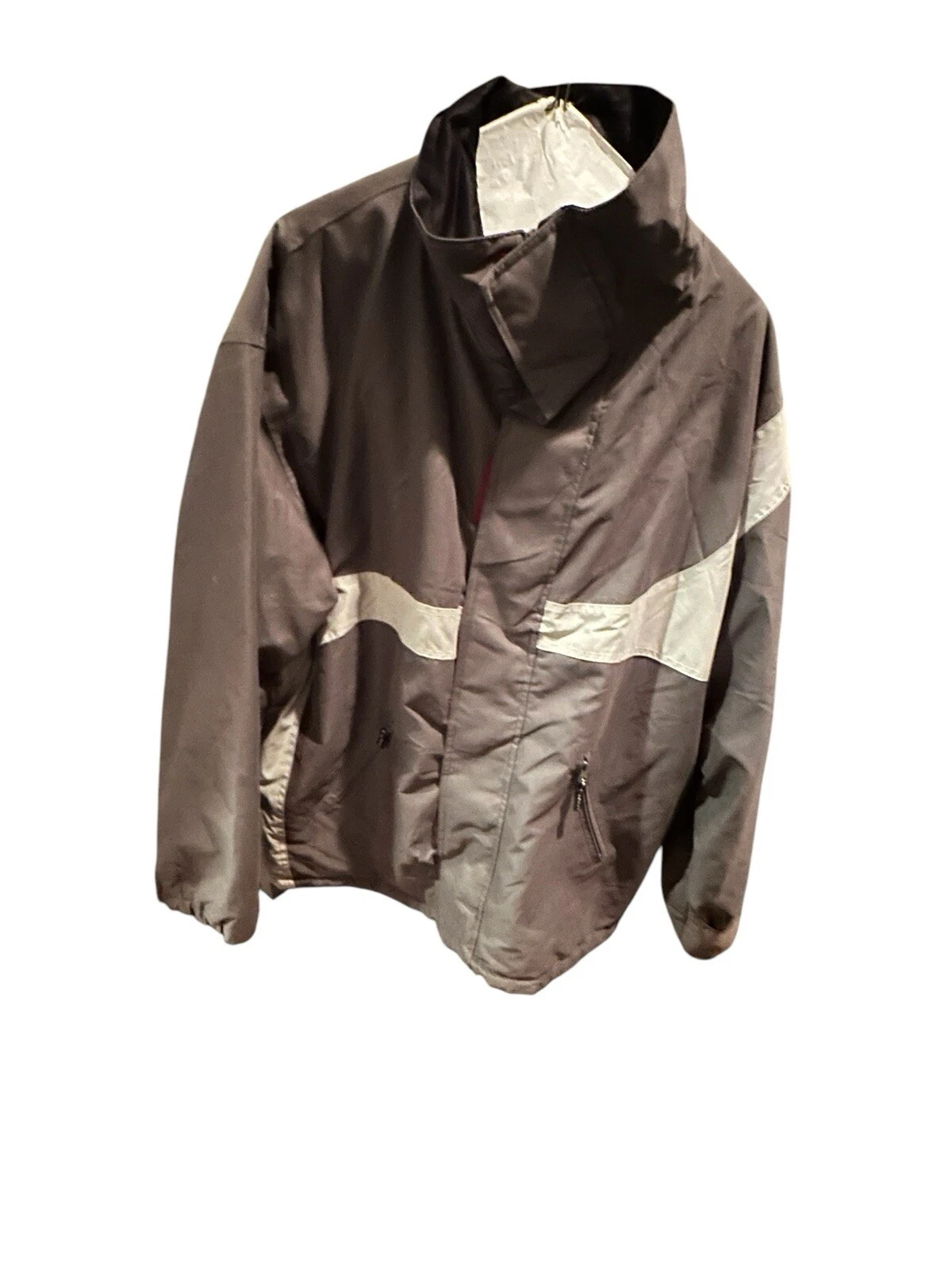 Vintage ANCHOR BLUE Wind Rain Snow Jacket Grey Winter Coat Zip Vented Xtra Large