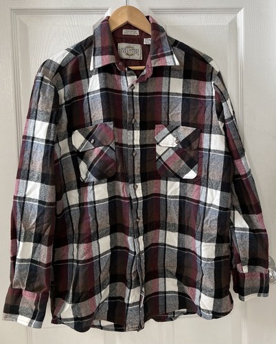 Vintage 90er Northwest Territory LS Holzfällerhemd weinrot kariert Herren Lodge Camp