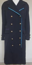 Louis Feraud Vintage 70s Black Wool Long Coat Navy Blue Size 18