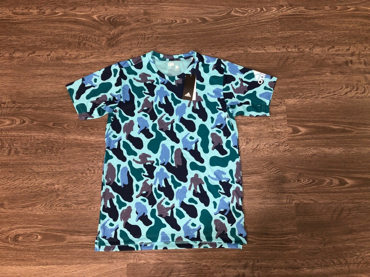 ADIDAS x NERD Pharrell FreeLift Prime Camo T-Shirt Blue Glow/Lucky Blue  DH1181