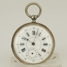 Rare Antique Silver Pocket Watch Men's no fusee duplex chronometer repeater RAR