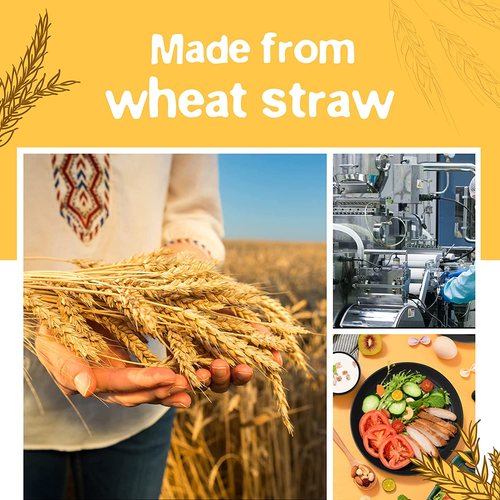 32-Piece Kitchen Plastic Wheat Straw Dinnerware Set, Service for 8, Black - Picture 5 of 12