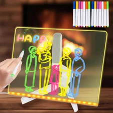 LED Light-Up Dry Erase Board, 11.8"X8" Neon Glow Memo Board with 7 Colors, Touch