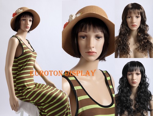 Manichino Femminile Seduto Eurotondisplay - 130 Cm Con 2 Parrucche E Sgabello, Colore Pelle - Foto 4