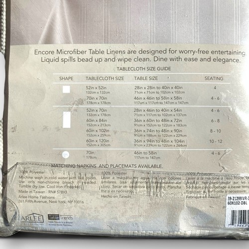 Cream Tablecloth Microfiber Anti Spill 60"X120" Oblong Perfect for Everyday NIP - Picture 7 of 7
