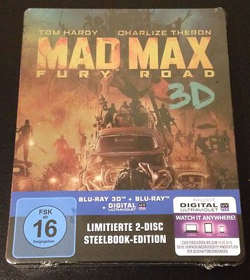 Mad Max FURY ROAD 3D Blu-Ray SteelBook Germany Exclusive 2 Disc Set New OOP Rare