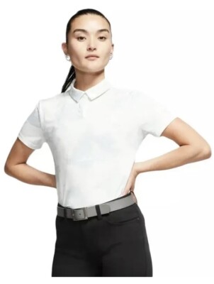 NEW Nike Women's Print Polo Short Sleeve Golf Shirt Off White