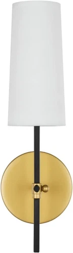 Living District Mel 1-Light Metal & Fabric Wall Sconce in Brass and Black - Picture 4 of 6