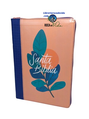 Biblia RVR, 1960 Letra Grande Ultrafina Para Mujer Azul/coral Con Indice Cierre 
