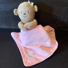 Carter's Monkey Lovey 16" Plush Stuffed Animal Baby Toy Pink Child O Mine Rattle