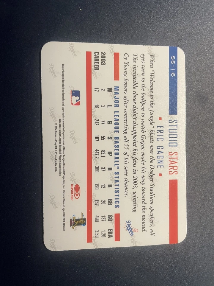 2004 Donruss Studio Stars Eric Gagne Los Angeles Dodgers #SS-16 Free shipping - Image 2 of 2