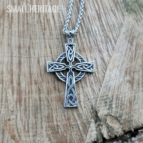 Large Wolf Head Cross Necklace – Heavy Stainless Steel Pendant for Men - Picture 12 of 14