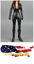 ❶❶1/6 clothes kumik black leather Jumpsuit Black Widow / Catwoman SHIP FROM US❶❶