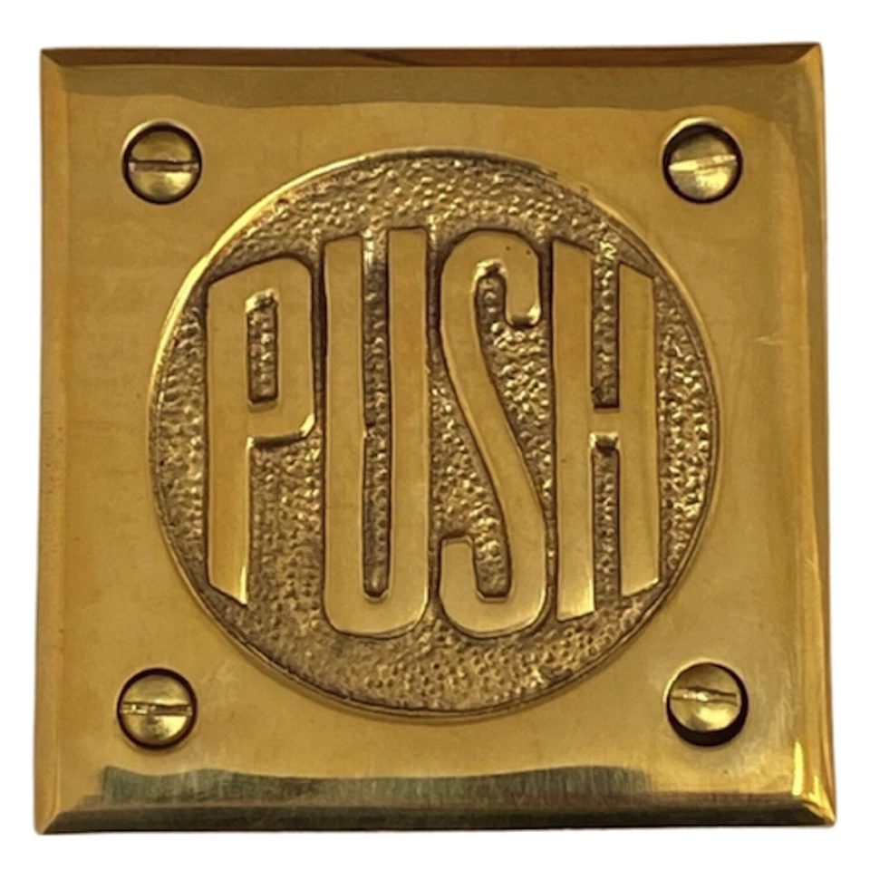 Solid Brass PUSH Door Plate with Old Fashioned Lettering - Image 2 of 4